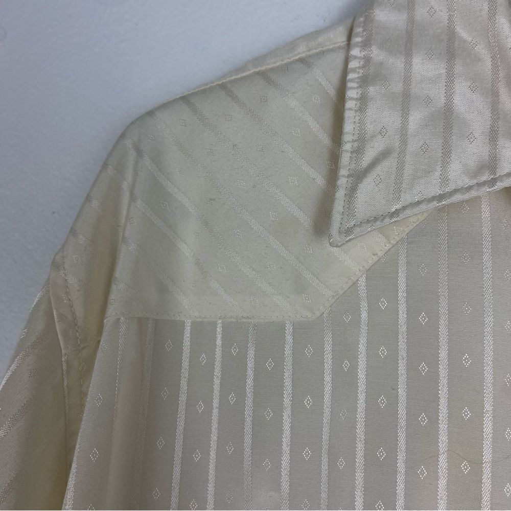 Vintage Wrangler Dressy Snap Button Shirt‎ Sheer Long Sleeve Western Cowboy XL - Picture 7 of 9